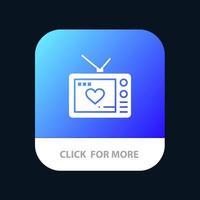 televisie liefde Valentijn film mobiel app knop android en iOS glyph versie vector