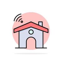 Wifi onderhoud signaal huis abstract cirkel achtergrond vlak kleur icoon vector