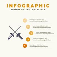 hekwerk sabel sport solide icoon infographics 5 stappen presentatie achtergrond vector