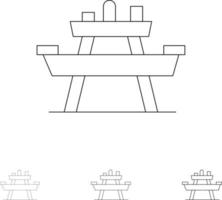 bank voedsel park stoel picknick stoutmoedig en dun zwart lijn icoon reeks vector