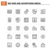 25 seo web en reclame media icoon reeks vector achtergrond