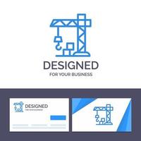 creatief bedrijf kaart en logo sjabloon architectuur bouw kraan vector illustratie