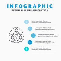 personeel bende kloon cirkel lijn icoon met 5 stappen presentatie infographics achtergrond vector