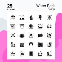 25 water park icoon reeks 100 bewerkbare eps 10 bestanden bedrijf logo concept ideeën solide glyph icoon ontwerp vector