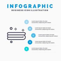 schoon schoonmaak handdoek lijn icoon met 5 stappen presentatie infographics achtergrond vector