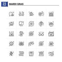 25 mardi gras icoon reeks vector achtergrond