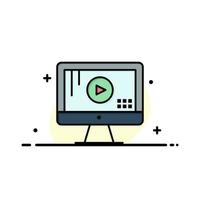 computer toezicht houden op Speel muziek- bedrijf logo sjabloon vlak kleur vector