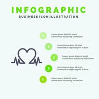 hartslag liefde hart bruiloft solide icoon infographics 5 stappen presentatie achtergrond vector