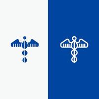 medisch symbool hart Gezondheid zorg lijn en glyph solide icoon blauw banier lijn en glyph solide icoon blauw banier vector
