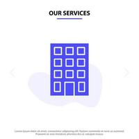 onze Diensten gebouw gebouwen bouw solide glyph icoon web kaart sjabloon vector