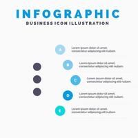 app telefoon ui solide icoon infographics 5 stappen presentatie achtergrond vector