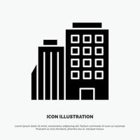 hotel koken huis stad solide zwart glyph icoon vector