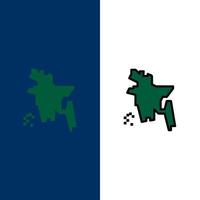 Bangladesh Bangladesh land Bangladesh pictogrammen vlak en lijn gevulde icoon reeks vector blauw achtergrond
