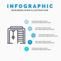 atletisch ring sport spel lijn icoon met 5 stappen presentatie infographics achtergrond vector