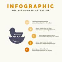 eend ei Pasen solide icoon infographics 5 stappen presentatie achtergrond vector