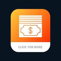 contant geld dollar geld mobiel app knop android en iOS glyph versie vector