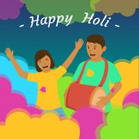 Paar dat Holi-festival viert vector