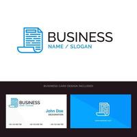 het dossier ontwerp document blauw bedrijf logo en bedrijf kaart sjabloon voorkant en terug ontwerp vector