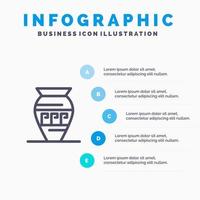 amfora oude pot emoji's pot Griekenland lijn icoon met 5 stappen presentatie infographics achtergrond vector