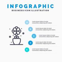 bloem Cadeau tulp voorjaar lijn icoon met 5 stappen presentatie infographics achtergrond vector