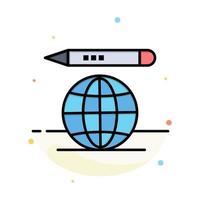 wereld onderwijs wereldbol potlood abstract vlak kleur icoon sjabloon vector
