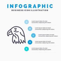 dier vogel adelaar Verenigde Staten van Amerika lijn icoon met 5 stappen presentatie infographics achtergrond vector