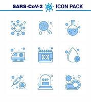 25 coronavirus noodgeval iconset blauw ontwerp zo net zo vervoer auto monster ambulance laboratorium virale coronavirus 2019november ziekte vector ontwerp elementen