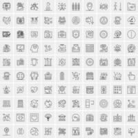 pak van 100 universeel lijn pictogrammen voor mobiel en web vector