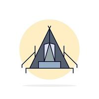 tent camping kamp camping buitenshuis vlak kleur icoon vector