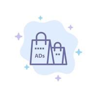 reclame zak handtas boodschappen doen advertentie boodschappen doen blauw icoon Aan abstract wolk achtergrond vector
