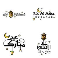 eid mubarak handgeschreven belettering vector pak van 4 schoonschrift met sterren geïsoleerd Aan wit achtergrond voor uw ontwerp