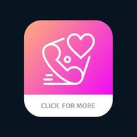 telefoon telefoontje hart liefde Valentijn mobiel app knop android en iOS lijn versie vector