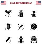 gelukkig onafhankelijkheid dag Verenigde Staten van Amerika pak van 9 creatief solide glyphs van Amerikaans festival prijs religie room bewerkbare Verenigde Staten van Amerika dag vector ontwerp elementen