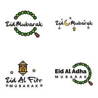 reeks van 4 vector illustratie van eid al fitr moslim traditioneel vakantie eid mubarak typografisch ontwerp bruikbaar net zo achtergrond of groet kaarten