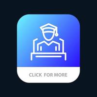 pet onderwijs diploma uitreiking toespraak mobiel app knop android en iOS lijn versie vector