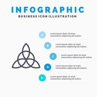 keltisch Ierland bloem lijn icoon met 5 stappen presentatie infographics achtergrond vector