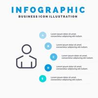 mannetje Mens persoon lijn icoon met 5 stappen presentatie infographics achtergrond vector