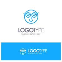 smiley emoji's liefde schattig gebruiker blauw schets logo plaats voor slogan vector