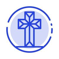 viering christen kruis Pasen blauw stippel lijn lijn icoon vector