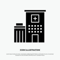 ziekenhuis gebouw kliniek medisch solide zwart glyph icoon vector