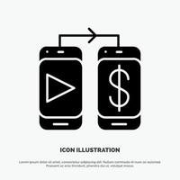 mobiel dollar geld solide glyph icoon vector