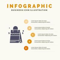 zak handtas Verenigde Staten van Amerika Amerikaans solide icoon infographics 5 stappen presentatie achtergrond vector