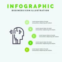 kunstmatig menselijk Mens hoofd solide icoon infographics 5 stappen presentatie achtergrond vector