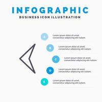 pijl terug teken lijn icoon met 5 stappen presentatie infographics achtergrond vector
