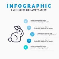 konijn Pasen konijn lijn icoon met 5 stappen presentatie infographics achtergrond vector