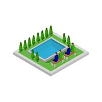 isometrisch zwembad geïllustreerd op witte achtergrond vector