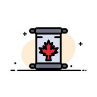 Notitie herfst Canada blad bedrijf vlak lijn gevulde icoon vector banier sjabloon