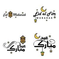 gelukkig eid mubarak vector ontwerp illustratie van 4 hand- geschreven decoratief berichten Aan wit achtergrond