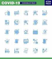 gemakkelijk reeks van covid19 bescherming blauw 25 icoon pak icoon inbegrepen koorts virus klembord zoeken geneeskunde virale coronavirus 2019november ziekte vector ontwerp elementen
