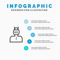 hoofd leven probleem spanning gewicht lijn icoon met 5 stappen presentatie infographics achtergrond vector